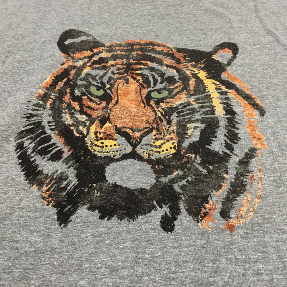 Anthropolgie Tiger Graphic Tee Shirt Size M Gray Roomy